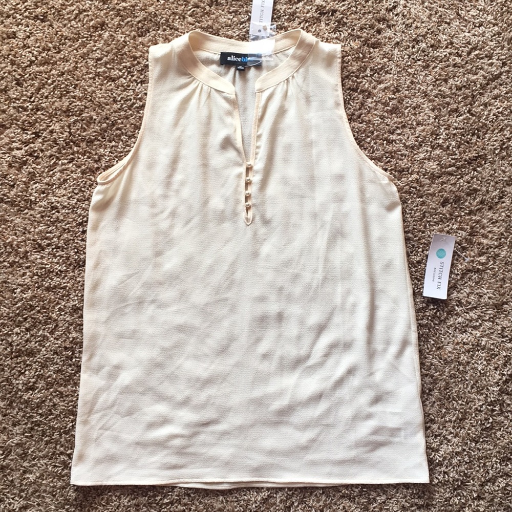 NWT Cream Alice Blue Pearl Button Blouse